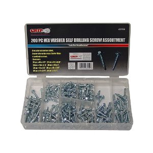200 pc. Hex Washer Screw Assortment (comes in plastic case)