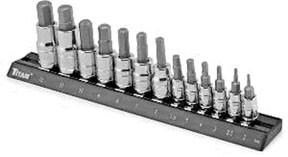 16124 TITAN 13 pc Metric Hex Bit Socket Set Sizes: 2 mm to 13 mm