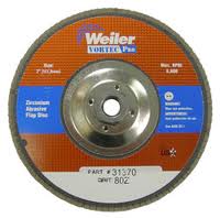Weiler 4 1/2" x 7/8" Arbor 80 Grit Aluminum Oxide Flap Disc Made in U.S.A.