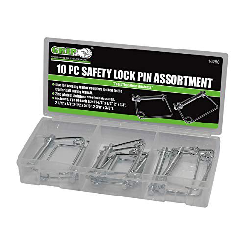 10pc Square Safety Lock Pin PTO Spring Coupler Assortment Set