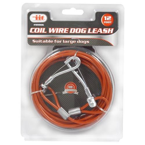 12 Foot Coil Wire Dog Leash