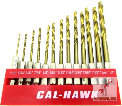 13 pc Titanium High Speed Drill Set 1/4