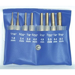 8 pc Brass Pin Punch Set Sizes: 1/16