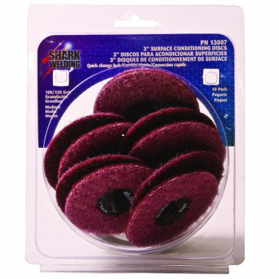 13007 SHARK 10 Pack 3 Inch Surface Conditioning Discs 100/120 Grit Medium Made in U.S.A.