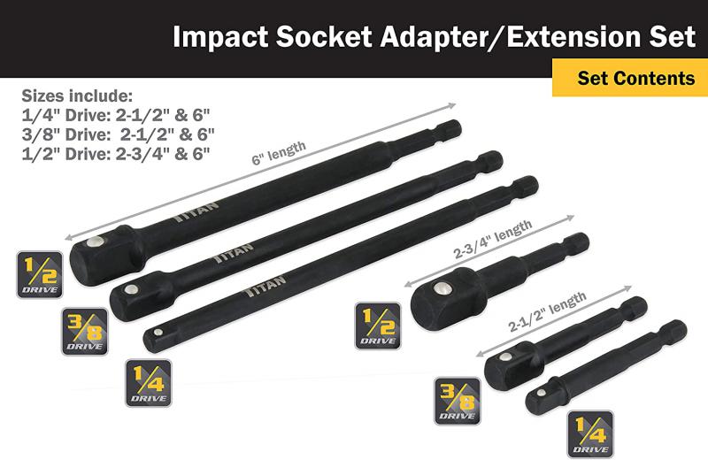 TITAN 6 pc Socket Adaptor Set