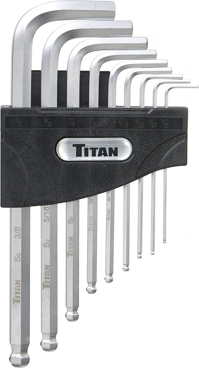 9 Piece SAE Detent Ball Hex Key Set by TITAN