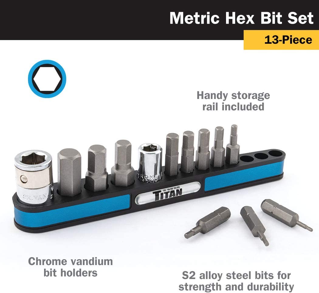 13 Pc. Metric Hex Bit Set  by TITAN