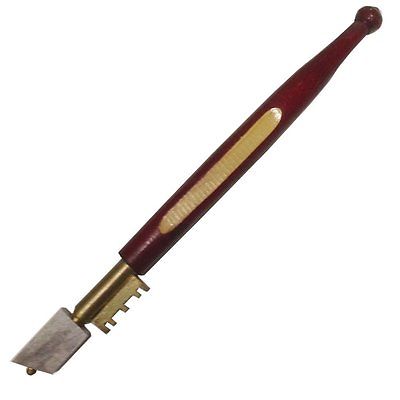TJ1010 Diamond Glass Cutter . Size: 173 x 20 MM. Wooden handle and copper teeth
