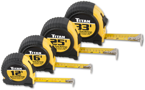 TITAN 4 pc Getta-Grip Tape Measure Set