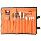 02623A 12 pc Heavy Duty Punch and Chisel Set Includes Heavy Duty Canvas Pouch