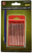 DHD1810 10 pc Diamond Coated H.S.S. Drill Set 1/8